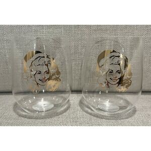 Set Of 2 Dolly Parton Christmas Holiday Stemless Acrylic Wine Glasses 4.25" NWT!